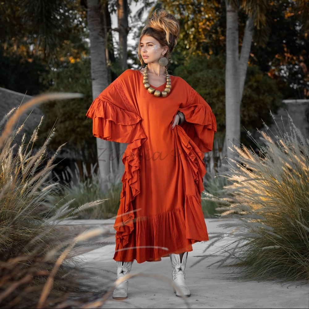 Wild Heart Boho Dress Festival Beach Abaya Engagement Maxi Kaftan One Plus size